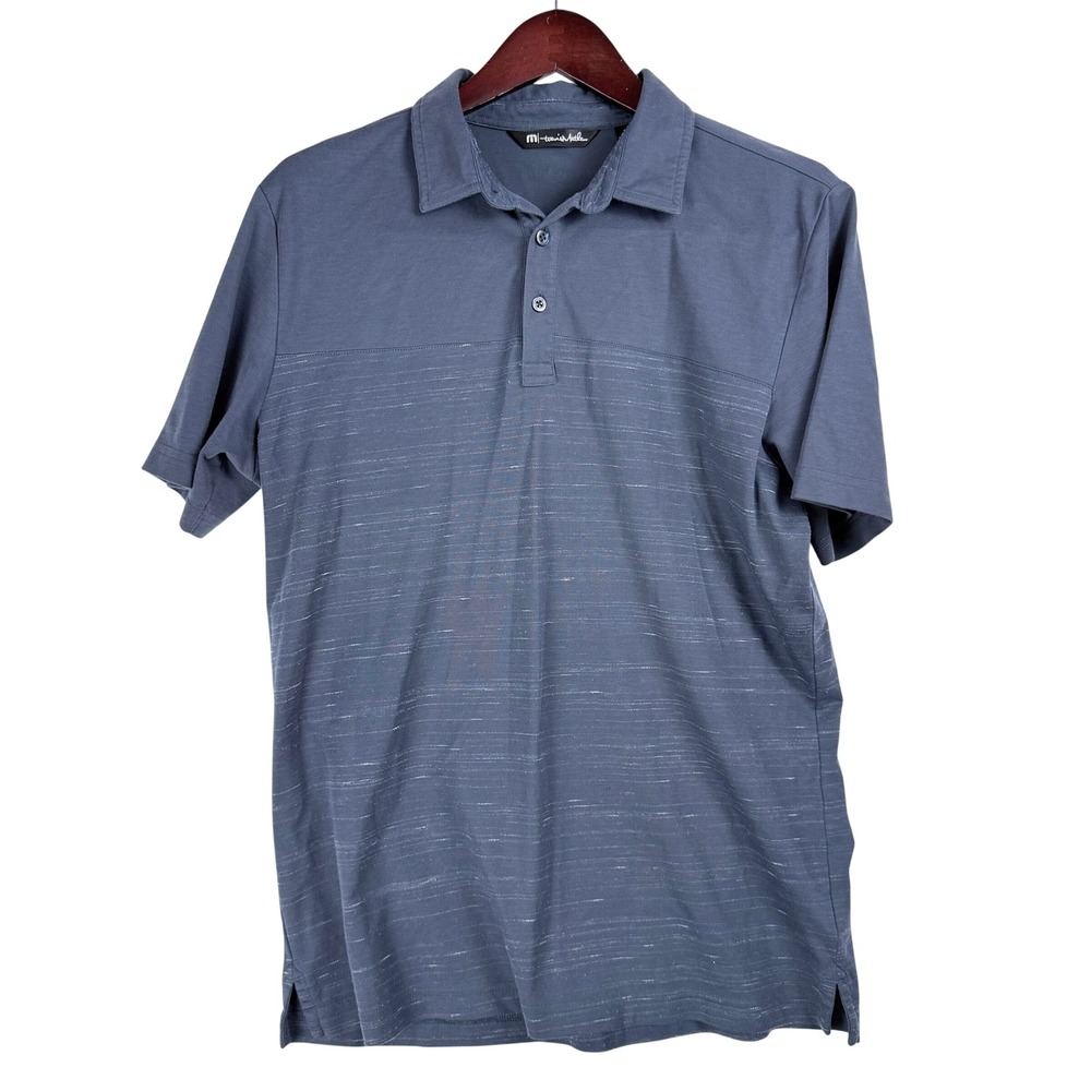 TravisMathew‎ Polo Shirt Mens L Blue Gray Slub Pima Cotton Golfcore Athleisure